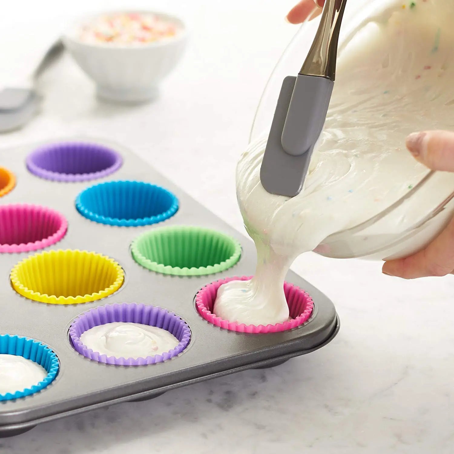 REUSABLE SILICONE Cupcake Liners ~ Baking Cups