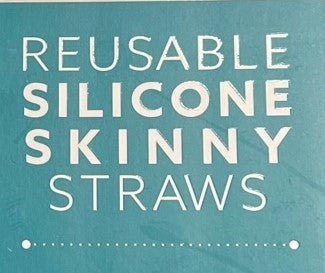 MANNA Reusable SILICONE Skinny Straws ~ Set of 6 with FREE BRUSH