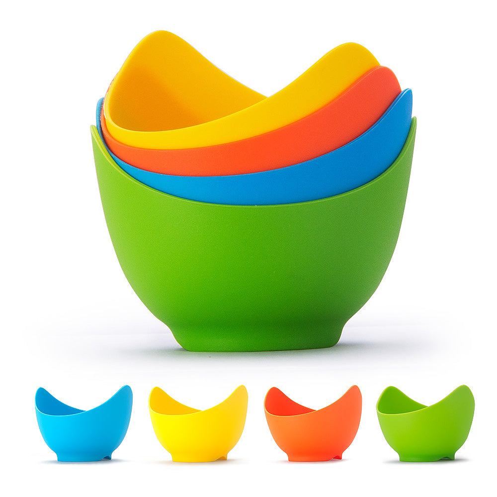 Silicone EGG POACHERS Set of 4 with FREE Brush!